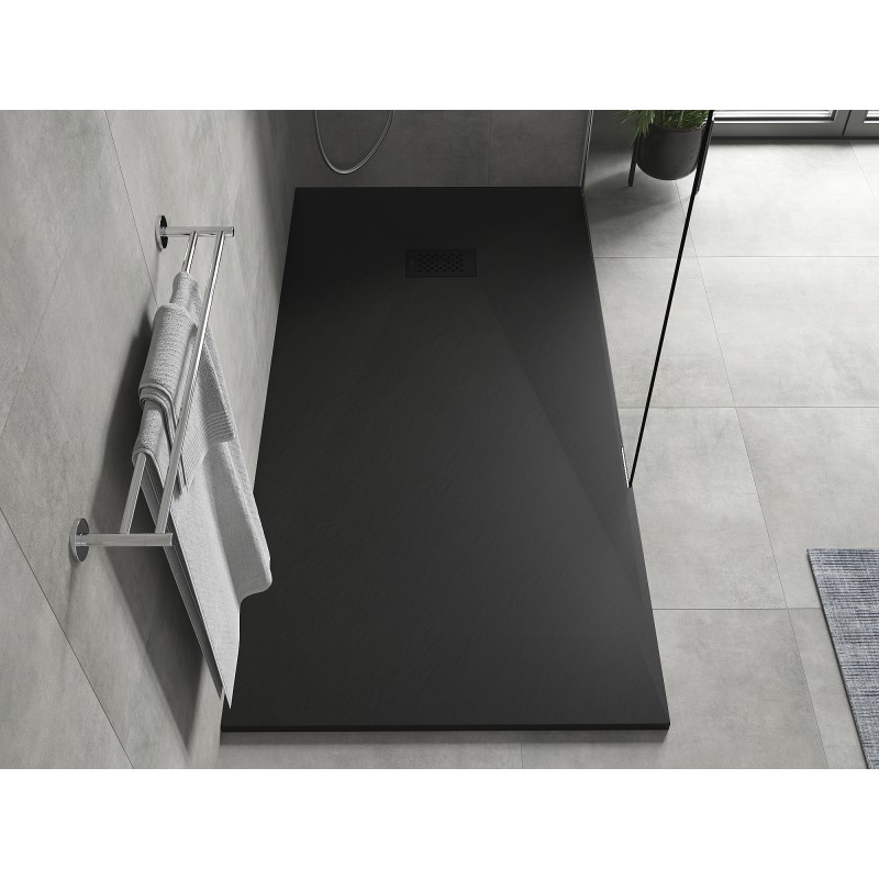 Mexen Hugo rechteckige Duschwanne SMC 180 x 80 cm, schwarz, schwarze Abdeckung - 42708018-B