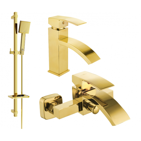 Mexen Libra DQ45 Badewannen-Set, gold - 745103DQ45-50