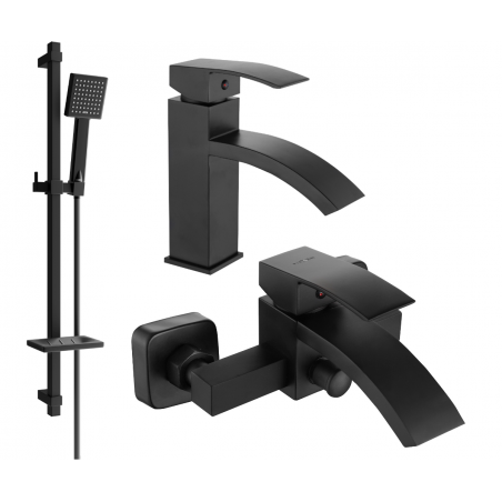 Mexen Libra DQ45 Badewannen-Set, schwarz - 745103DQ45-70