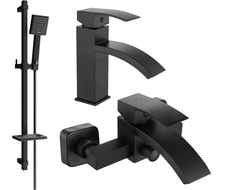 Mexen Libra DQ45 Badewannen-Set, schwarz - 745103DQ45-70