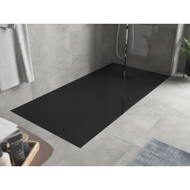 Mexen Hugo rechteckige Duschwanne SMC 180 x 90 cm, schwarz, schwarze Abdeckung - 42709018-B