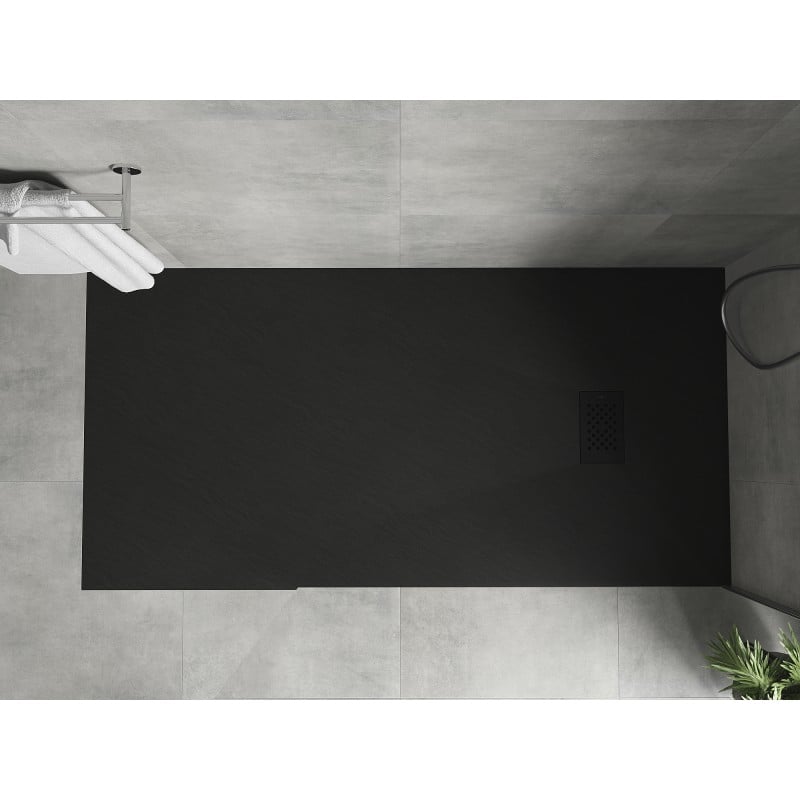 Mexen Hugo rechteckige Duschwanne SMC 170 x 90 cm, schwarz, schwarze Abdeckung - 42709017-B
