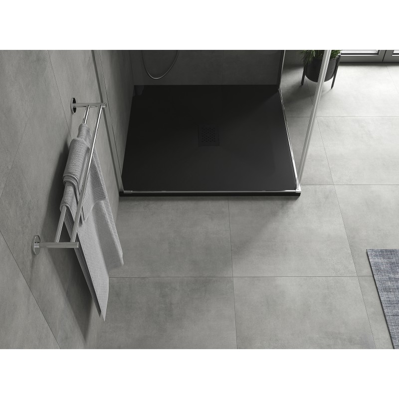 Mexen Hugo quadratische Duschwanne SMC 100 x 100 cm, schwarz, schwarze Abdeckung - 42701010-B
