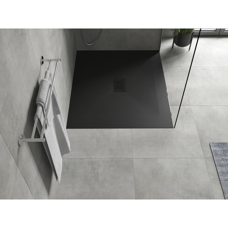 Mexen Hugo rechteckige SMC-Duschwanne 110 x 100 cm, schwarz, schwarze Abdeckung - 42701011-B