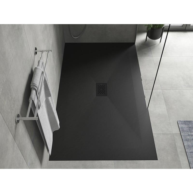 Mexen Hugo rechteckige Duschwanne SMC 150 x 100 cm, schwarz, Abdeckung schwarz - 42701015-B