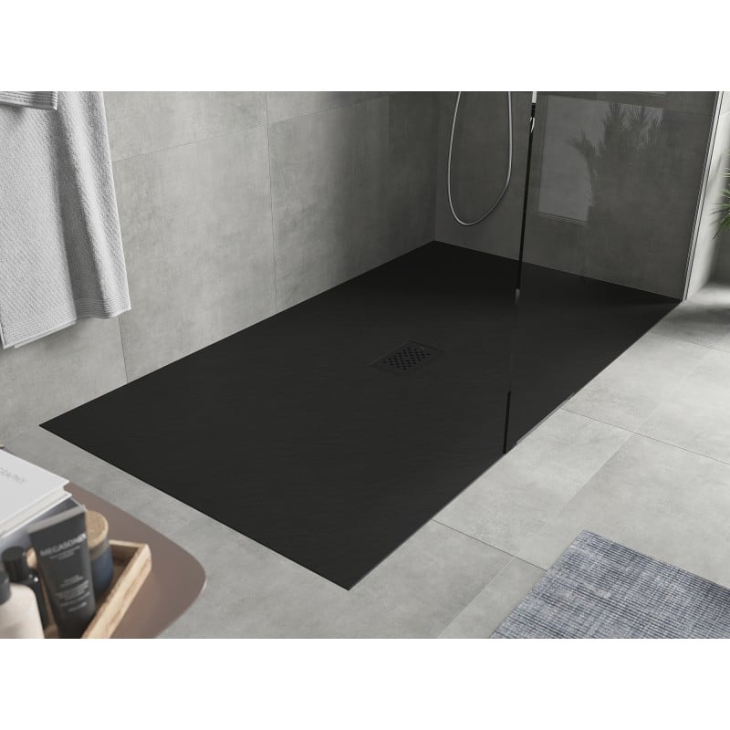 Mexen Hugo rechteckige Duschwanne SMC 160 x 100 cm, schwarz, Abdeckung schwarz - 42701016-B