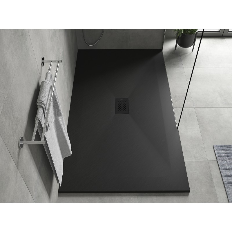 Mexen Hugo rechteckige Duschwanne SMC 160 x 100 cm, schwarz, Abdeckung schwarz - 42701016-B