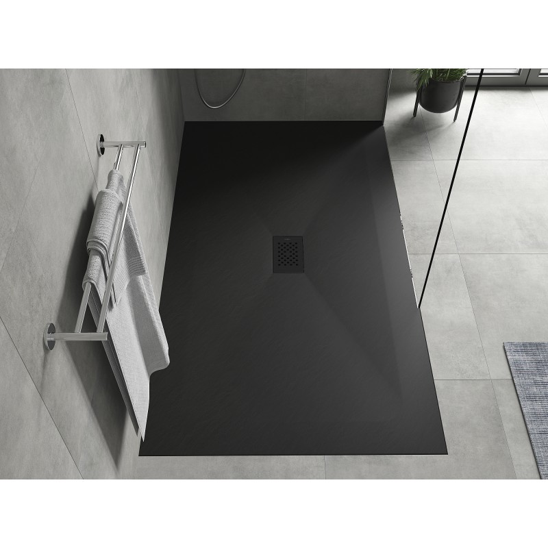 Mexen Hugo rechteckige SMC-Duschwanne 180 x 100 cm, schwarz, schwarze Abdeckung - 42701018-B