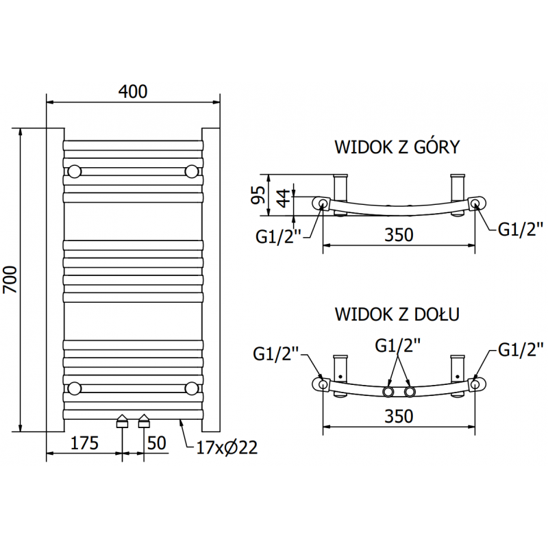 Mexen Ares elektrischer Heizkörper 700 x 400 mm, 300 W, schwarz - W102-0700-400-2300-70
