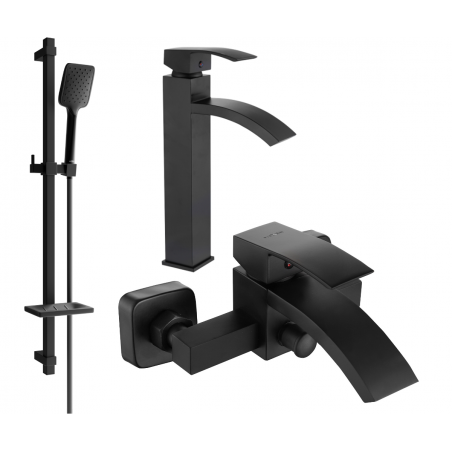 Mexen Libra DQ62 Badezimmerset, schwarz - 745113DQ62-70