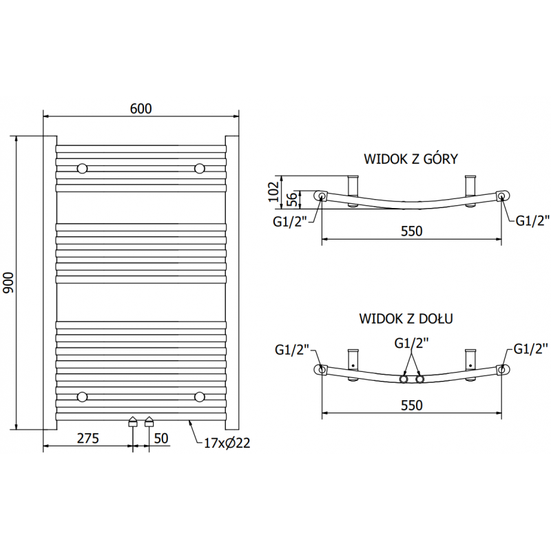 Mexen Ares elektrischer Heizkörper 900 x 600 mm, 300 W, Chrom - W102-0900-600-2300-01