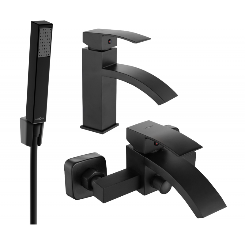 Mexen Libra R77 Badewannen-Set, schwarz - 745103R77-70