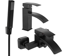 Mexen Libra R77 Badewannen-Set, schwarz - 745103R77-70