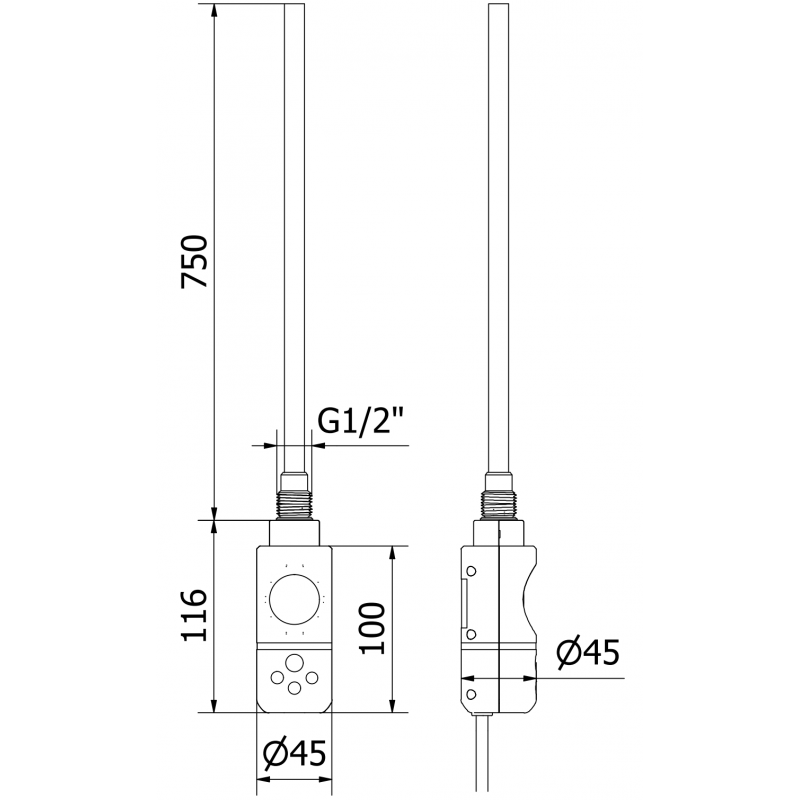 Mexen Ares elektrischer Heizkörper 1800 x 500 mm, 900 W, weiß - W102-1800-500-2900-20