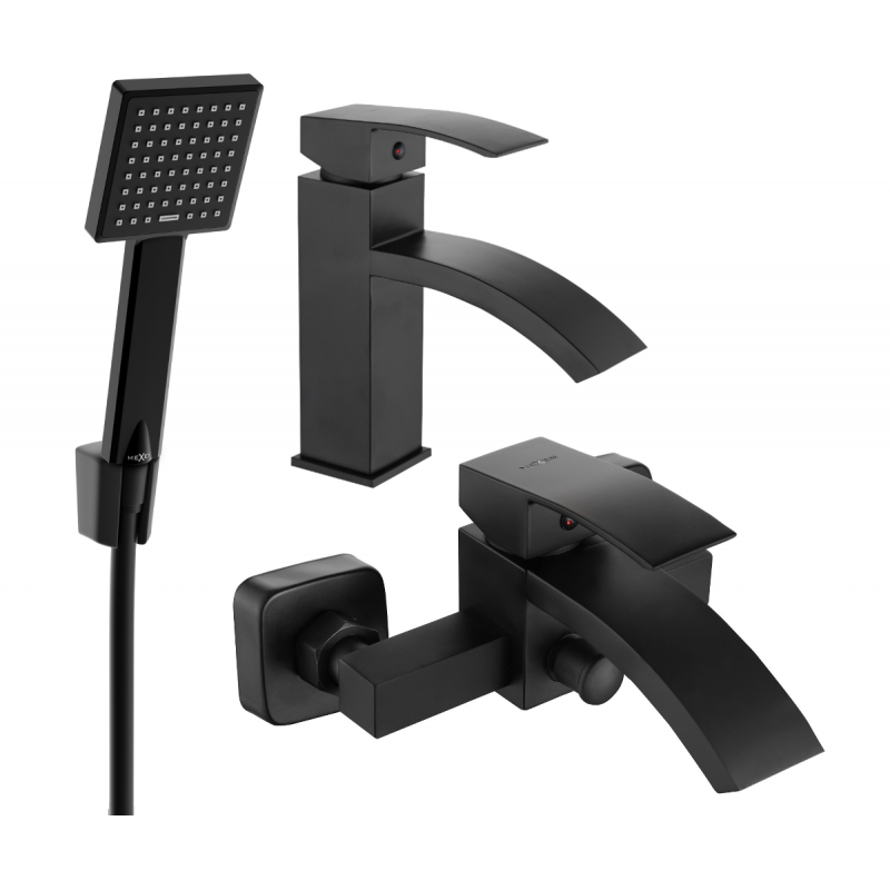 Mexen Libra R45 Badewannen-Set, schwarz - 745103R45-70