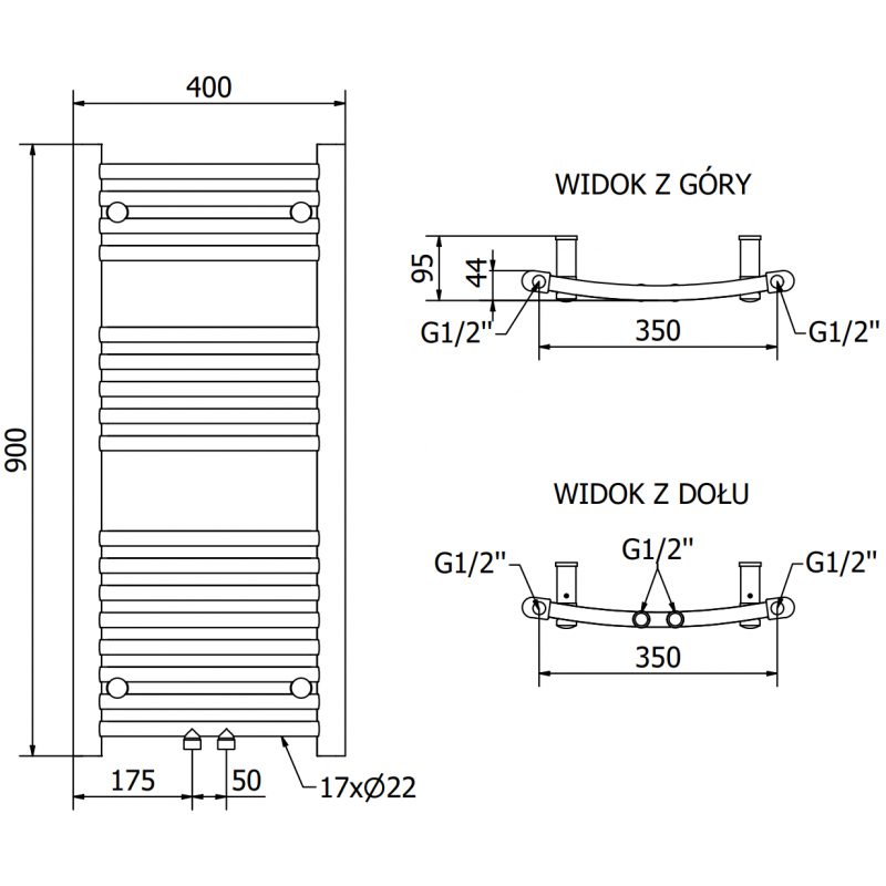 Mexen Ares Elektrischer Heizkörper 900 x 400 mm, 300 W, weiß - W102-0900-400-6300-20