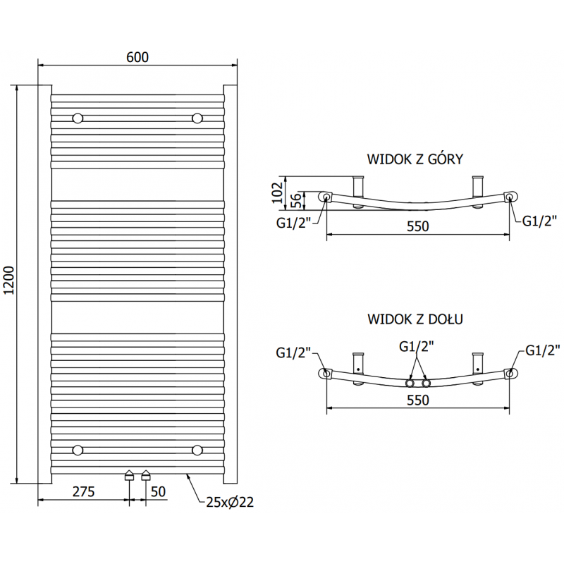 Mexen Ares elektrische Heizung 1200 x 600 mm, 600 W, weiß - W102-1200-600-6600-20