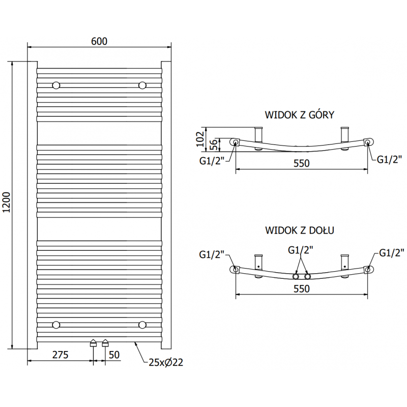Mexen Ares elektrischer Heizkörper 1200 x 600 mm, 600 W, schwarz - W102-1200-600-6600-70