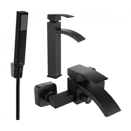 Mexen Libra R77 Badewannen-Set, schwarz - 745113R77-70