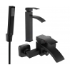 Mexen Libra R77 Badewannen-Set, schwarz - 745113R77-70