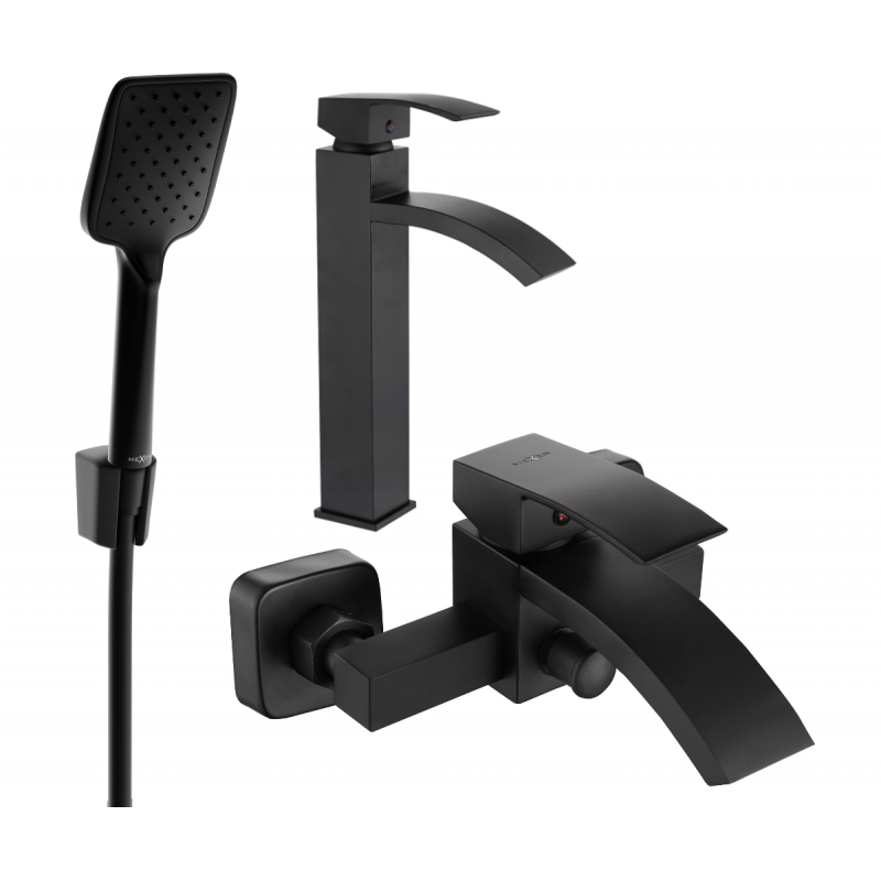 Mexen Libra R62 Badewannen-Set, schwarz - 745113R62-70