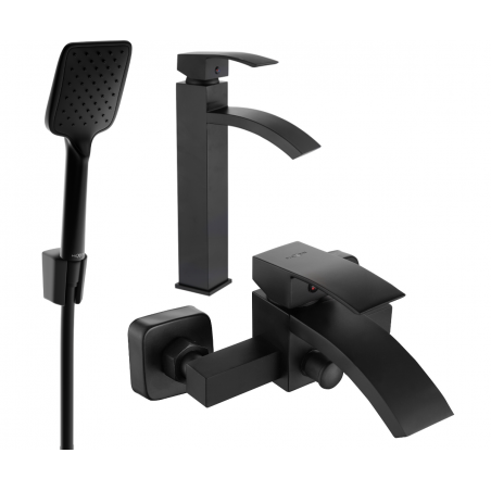 Mexen Libra R62 Badewannen-Set, schwarz - 745113R62-70