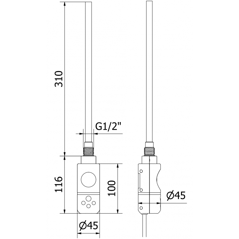 Mexen Mars elektrischer Heizkörper 500 x 400 mm, 300 W, weiß - W110-0500-400-2300-20