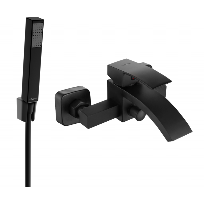Mexen Libra R77 Badewannenarmatur mit Duschset, schwarz - 74513R77-70