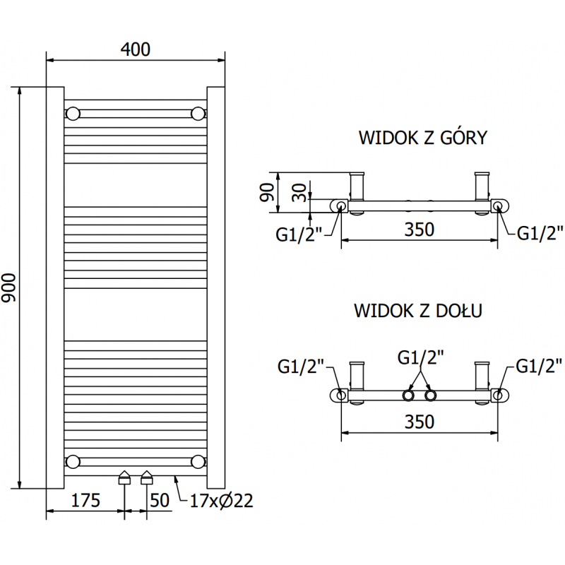 Mexen Mars elektrischer Heizkörper 900 x 400 mm, 300 W, anthrazit - W110-0900-400-2300-66