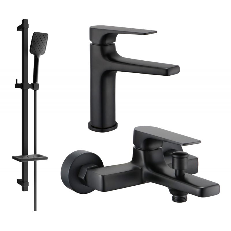 Mexen Lynx DQ62 Badewannenset, schwarz - 745903DQ62-70