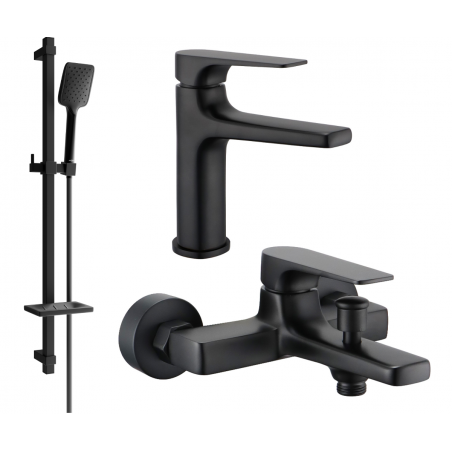 Mexen Lynx DQ62 Badewannenset, schwarz - 745903DQ62-70