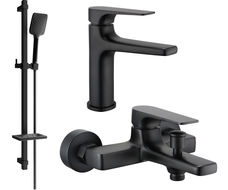 Mexen Lynx DQ62 Badewannenset, schwarz - 745903DQ62-70