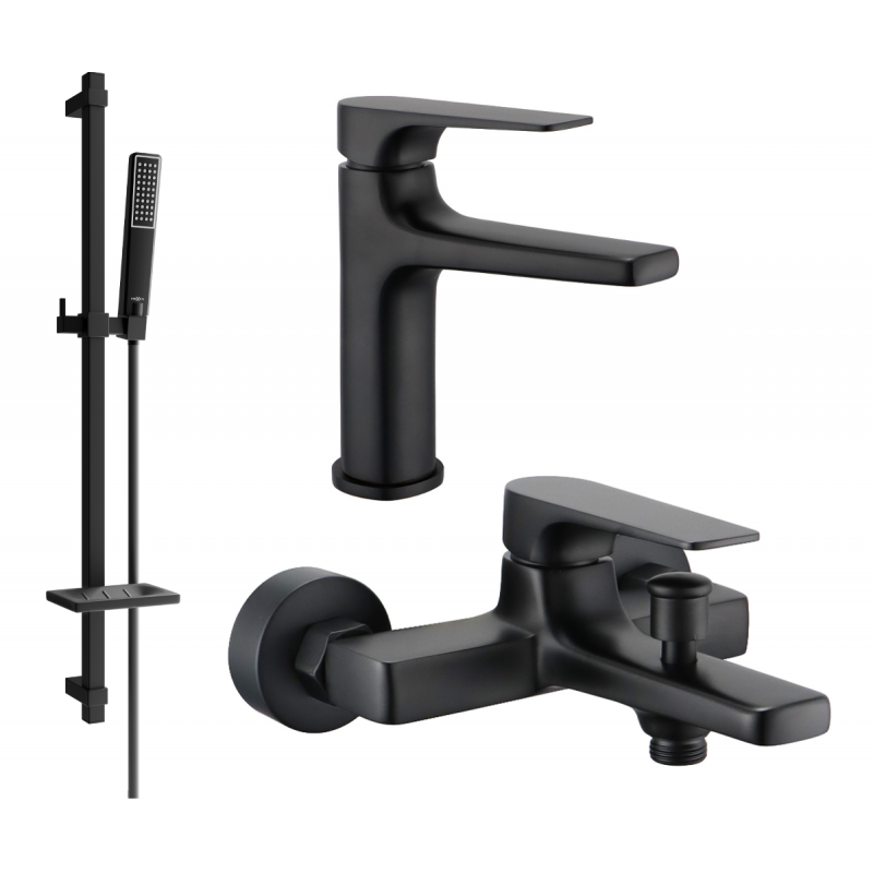 Mexen Lynx DQ72 Badewannenset, schwarz - 745903DQ72-70