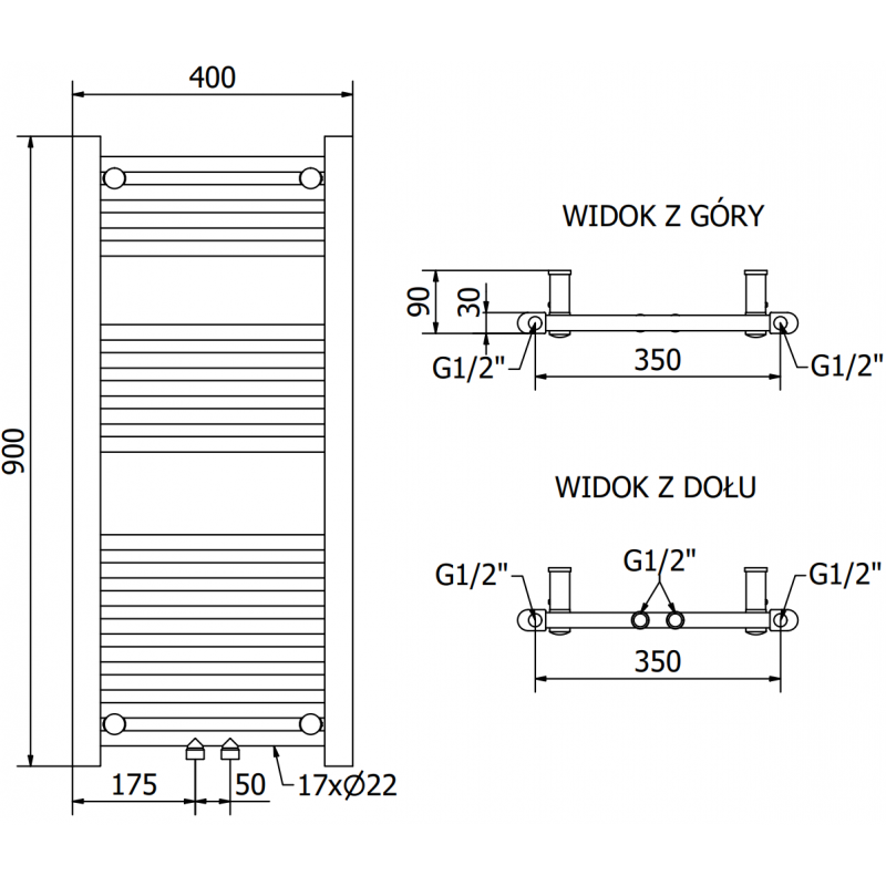 Mexen Mars elektrischer Heizkörper 900 x 400 mm, 300 W, weiß - W110-0900-400-6300-20