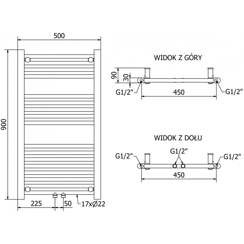 Mexen Mars Elektrischer Heizkörper 900 x 500 mm, 400 W, schwarz - W110-0900-500-6400-70