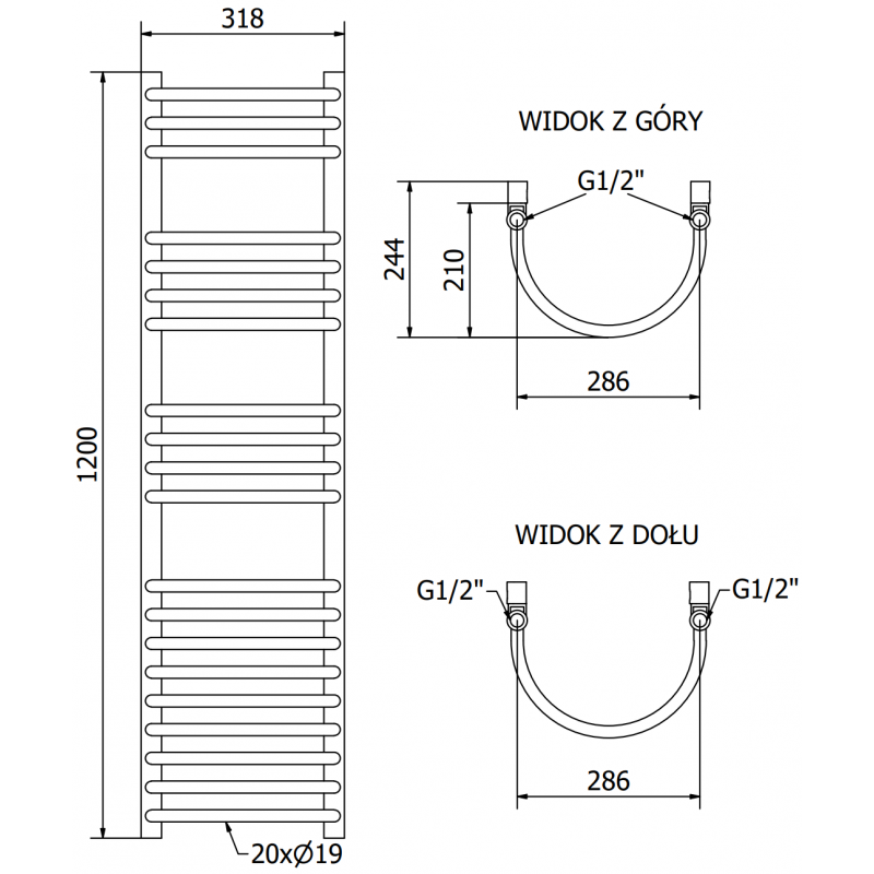 Mexen Eros elektrischer Heizkörper 1200 x 318 mm, 300 W, Chrom - W112-1200-318-2300-01