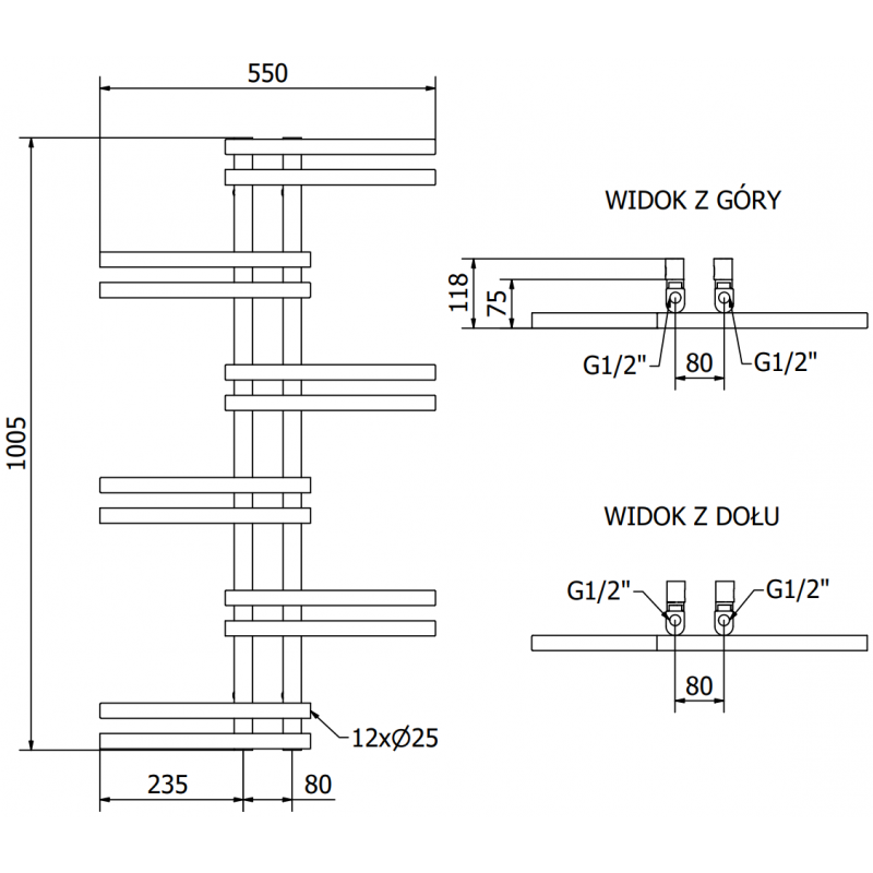 Mexen Jari elektrischer Heizkörper 1005 x 550 mm, 300 W, schwarz - W115-1005-550-2300-70