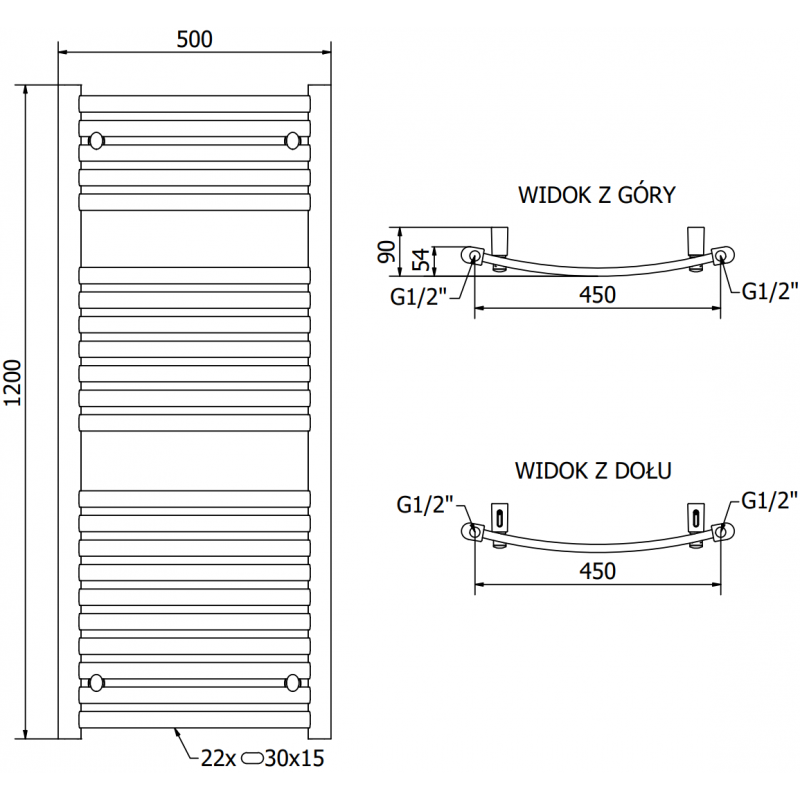 Mexen Helios elektrischer Heizkörper 1200 x 500 mm, 600 W, schwarz - W103-1200-500-2600-70