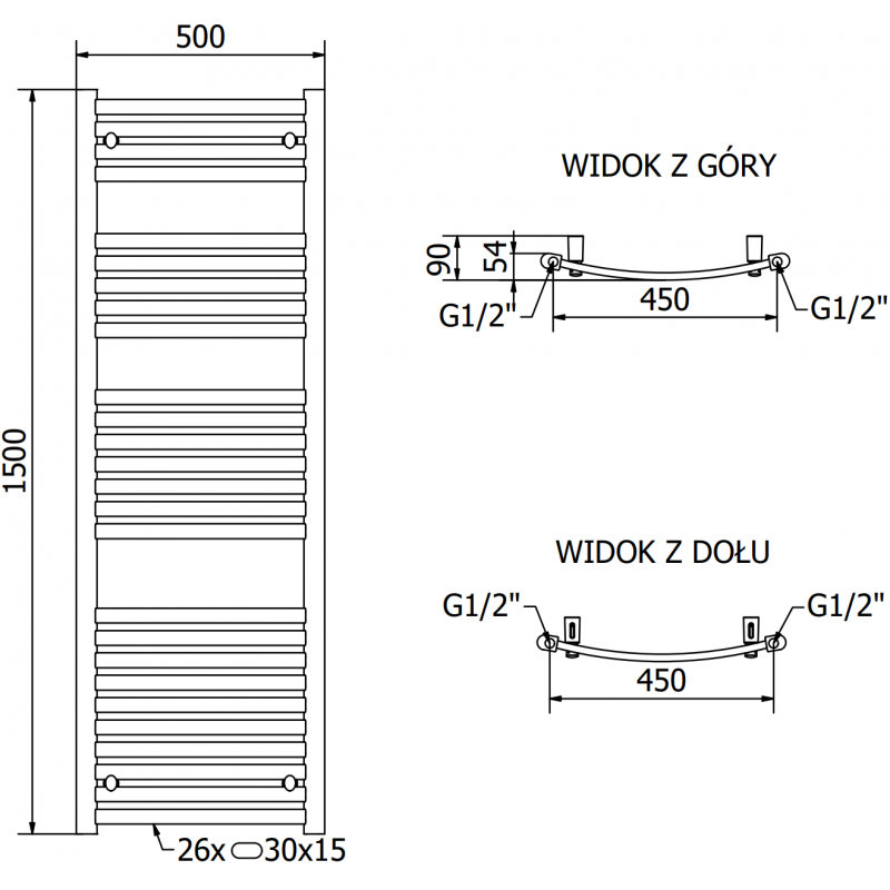 Mexen Helios elektrischer Heizkörper 1500 x 500 mm, 900 W, weiß - W103-1500-500-2900-20