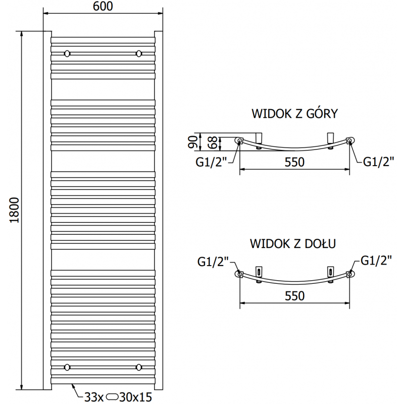 Mexen Helios elektrischer Heizkörper 1800 x 600 mm, 900 W, Anthrazit - W103-1800-600-2900-66