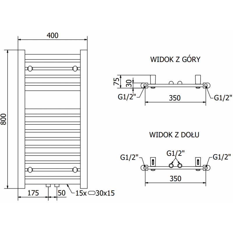 Mexen Hades elektrischer Heizkörper 800 x 400 mm, 300 W, schwarz - W104-0800-400-2300-70