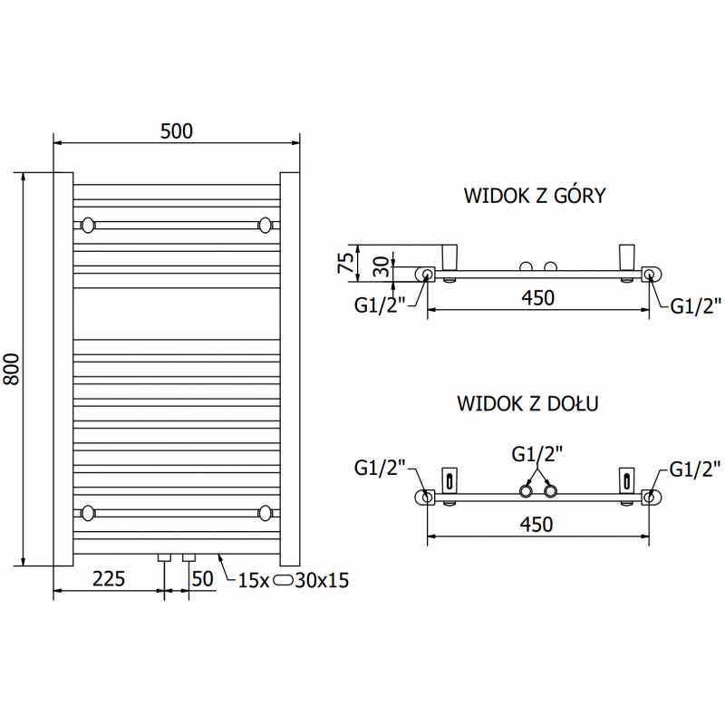 Mexen Hades Elektrischer Heizkörper 800 x 500 mm, 300 W, Chrom - W104-0800-500-2300-01