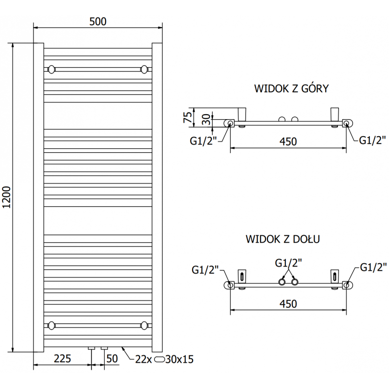 Mexen Hades elektrischer Heizkörper 1200 x 500 mm, 600 W, weiß - W104-1200-500-2600-20