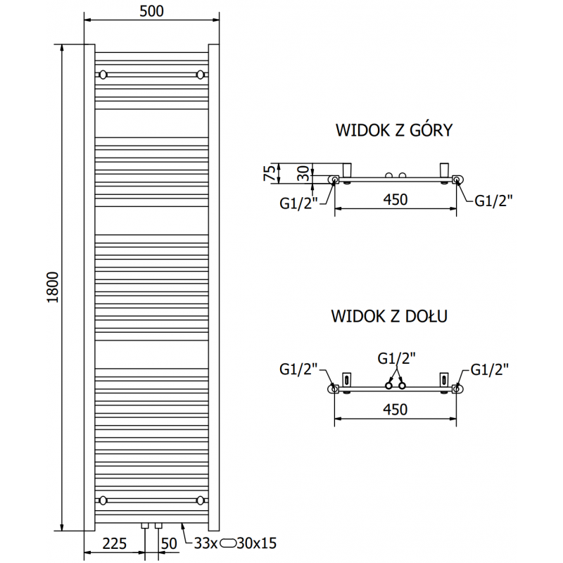 Mexen Hades Elektroheizkörper 1800 x 500 mm, 900 W, weiß - W104-1800-500-2900-20