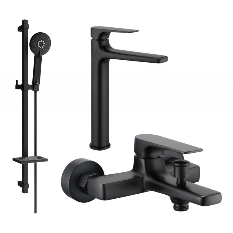 Mexen Lynx DQ40 Badewannenset, schwarz - 745913DQ40-70