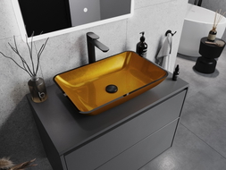 Mexen Megan gläsernes Aufsatzwaschbecken 56 x 36 cm, gold - 24135650