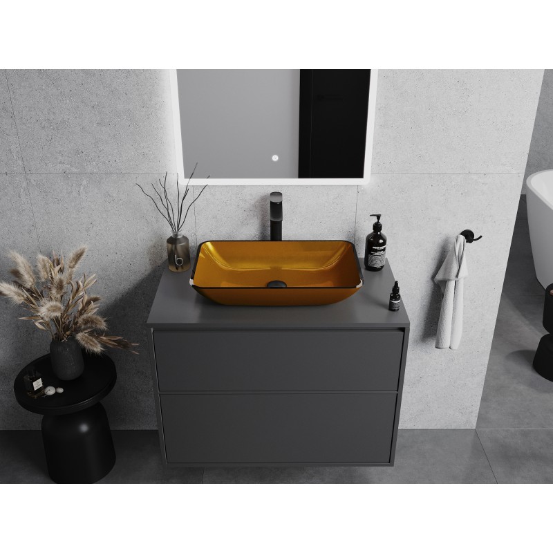 Mexen Megan gläsernes Aufsatzwaschbecken 56 x 36 cm, gold - 24135650