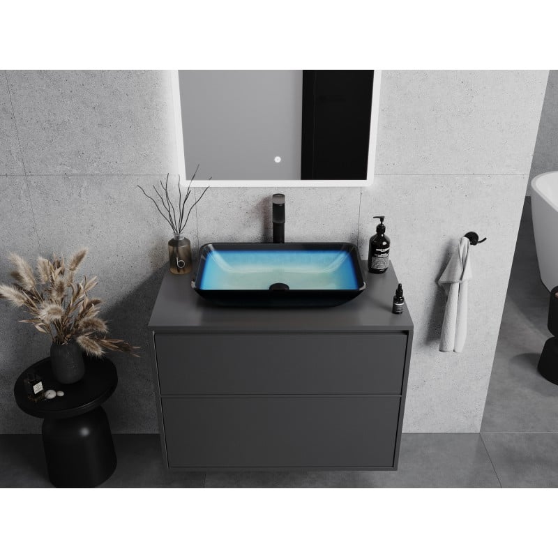 Mexen Megan Glaswaschbecken zum Aufsetzen 56 x 36 cm, blau - 24135647