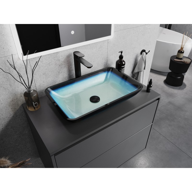 Mexen Megan Glaswaschbecken zum Aufsetzen 56 x 36 cm, blau - 24135647