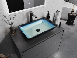 Mexen Megan Glaswaschbecken zum Aufsetzen 56 x 36 cm, blau - 24135647